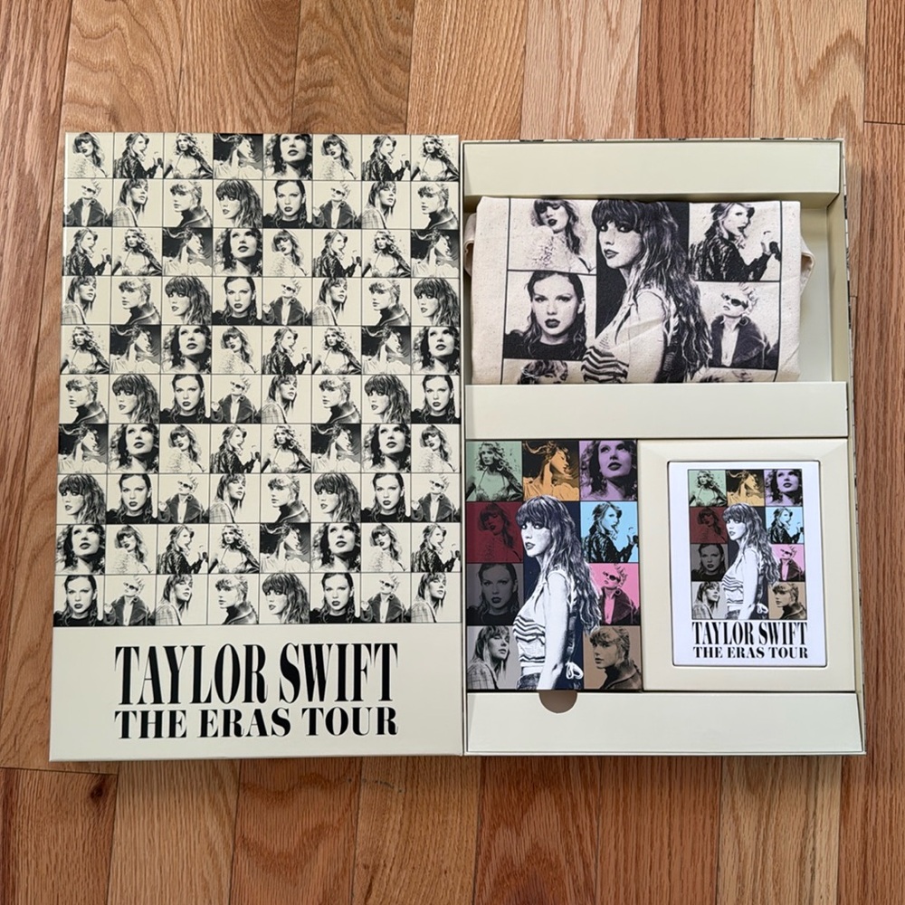 NEW Taylor Swift Eras Tour VIP Package Collectible Merch Box Poster Tote Bag Pin